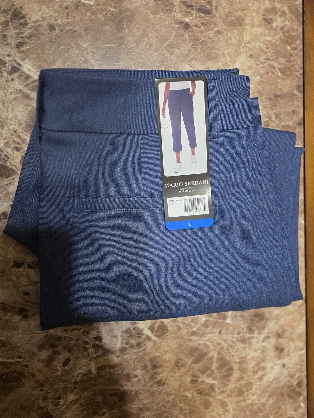 Mario Serrani Navy Blue Cropped Capris
